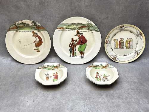 Five pieces of Royal Doulton porcelain series ware
