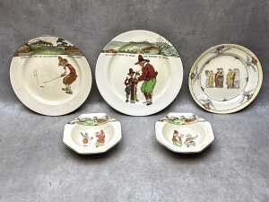 Five pieces of Royal Doulton porcelain series ware