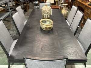Contemporary black timber nine-piece dining suite - 2