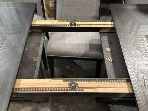 Contemporary black timber nine-piece dining suite - 4