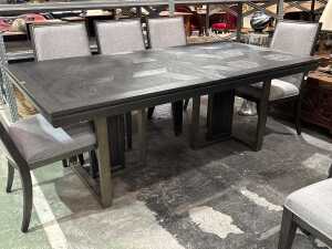 Contemporary black timber nine-piece dining suite - 5