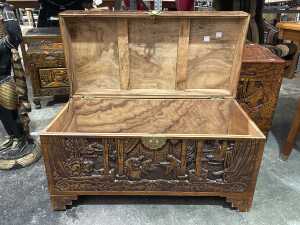 Chinese carved camphorwood blanket chest - 2
