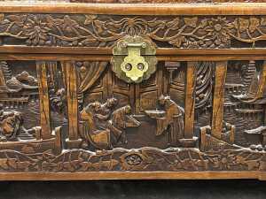 Chinese carved camphorwood blanket chest - 3
