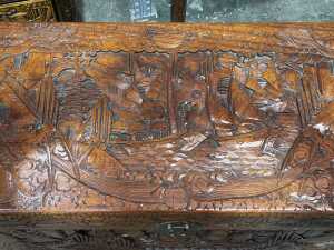 Chinese carved camphorwood blanket chest - 4