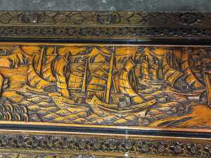 Chinese carved camphorwood blanket chest - 4