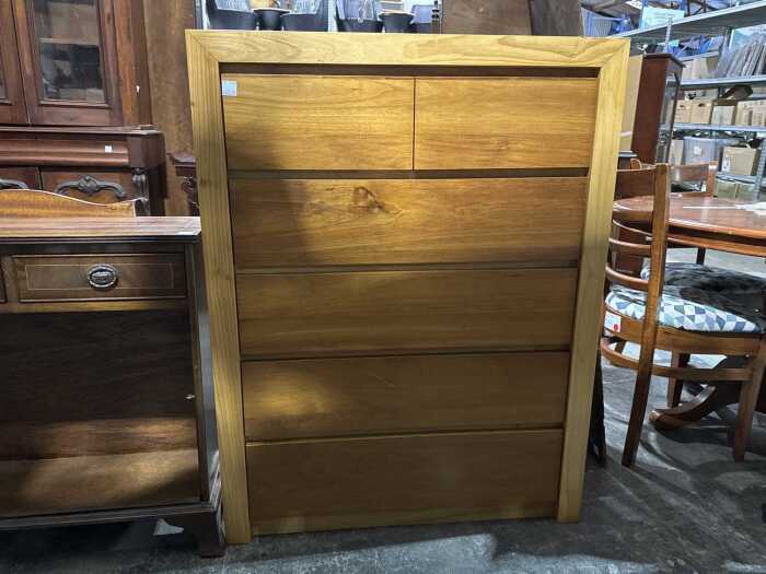Modern hardwood tallboy chest of drawers