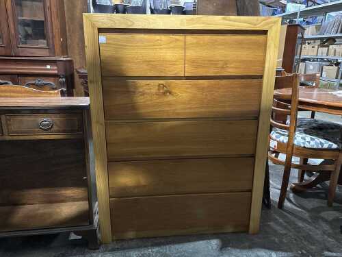 Modern hardwood tallboy chest of drawers