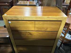 Modern hardwood tallboy chest of drawers - 2