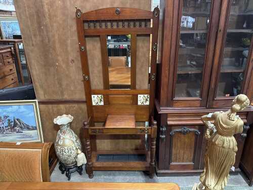 Early 20th century timber hall stand