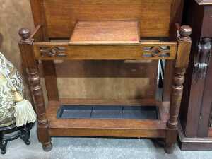 Early 20th century timber hall stand - 3