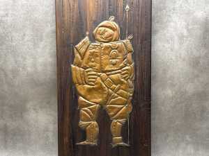 Timber and pressed copper mid-century wall hanging - 2