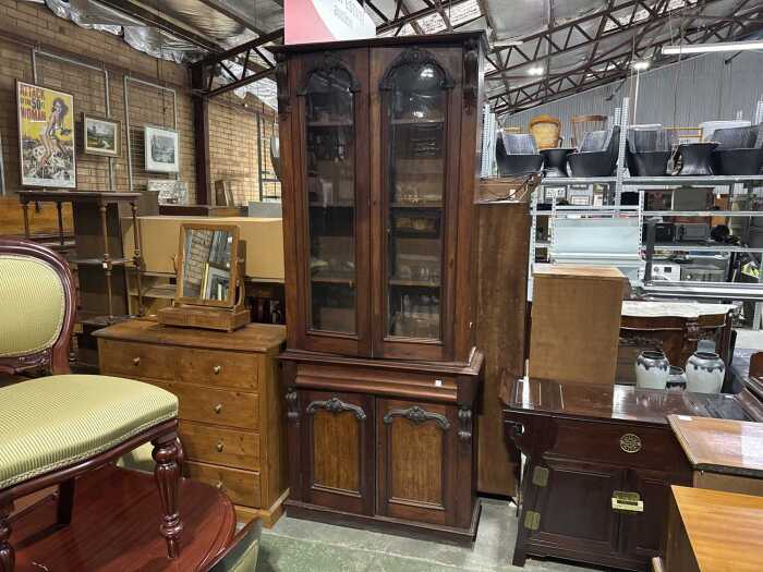 Victorian cedar glazed bookcase