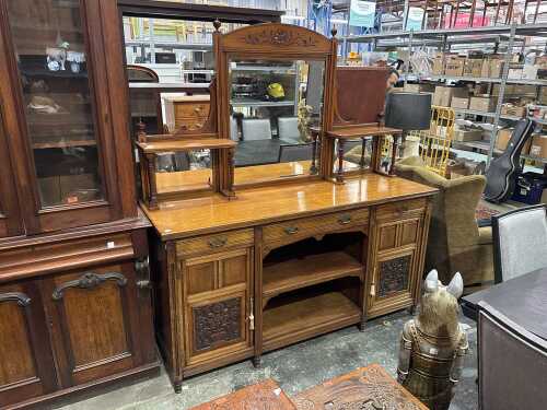 Australian-made Edwardian timber mirror-back sideboard, circa 1905