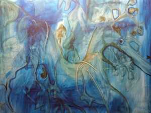 Artist unknown, seahorse, 1988. Acrylic painting on canvas - 3