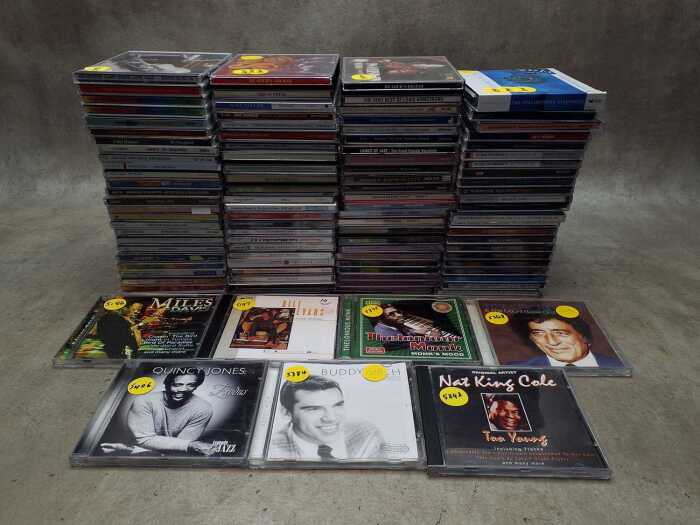 Jazz CDs, including Miles Davis, Bill Evans, Quincy Jones