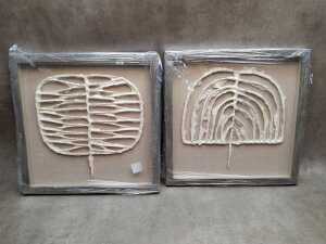 Three pairs of framed paper sculptures titled 'Tribe 1' and 'Tribe 2' - 2