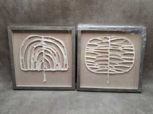 Three pairs of framed paper sculptures titled 'Tribe 1' and 'Tribe 2' - 3