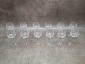 Set of 12 cut crystal hock glasses