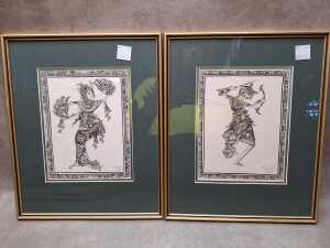 Assorted art prints including original etchings and Thai wood block prints, etc - 2