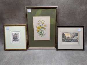 Assorted art prints including original etchings and Thai wood block prints, etc - 5