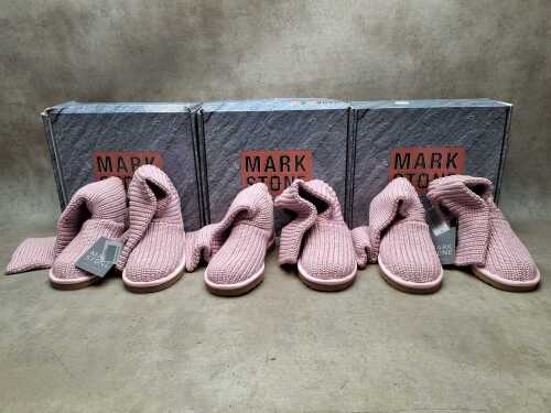 Three NEW IN BOX Mark Stone 'Cardy Knit Boots' in pink size 6-7