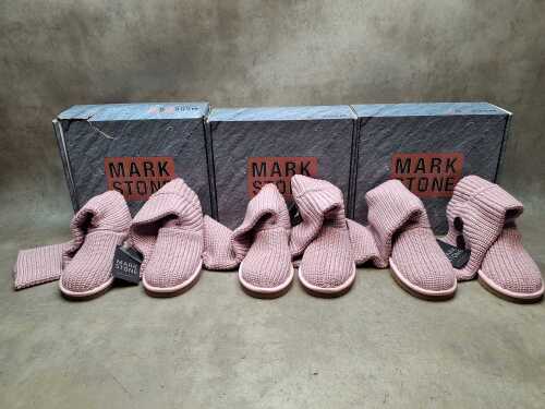 Three NEW IN BOX Mark Stone 'Cardy Knit Boots' in pink size 6-7