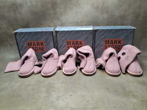 Three NEW IN BOX Mark Stone 'Cardy Knit Boots' in pink size 6-7