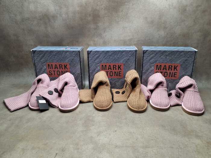 Three NEW IN BOX Mark Stone 'Cardy Knit Boots' in pink