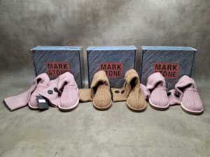 Three NEW IN BOX Mark Stone 'Cardy Knit Boots' in pink