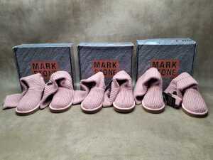 Three NEW IN BOX Mark Stone 'Cardy Knit Boots' in pink size 6-7