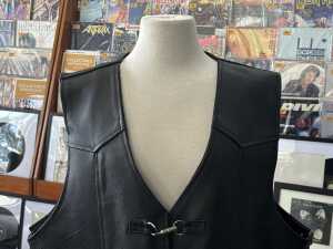 Furious black leather motorcycle vest - 2