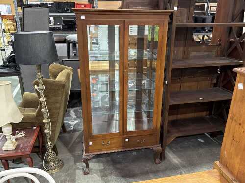 Display mirror-backed cabinet
