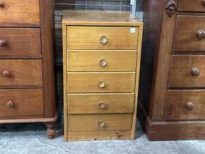 Timber five-drawer tallboy