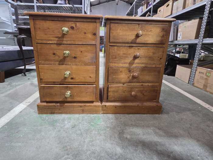Two four-drawer pine bedside chests