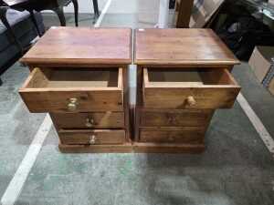 Two four-drawer pine bedside chests - 2