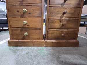 Two four-drawer pine bedside chests - 5