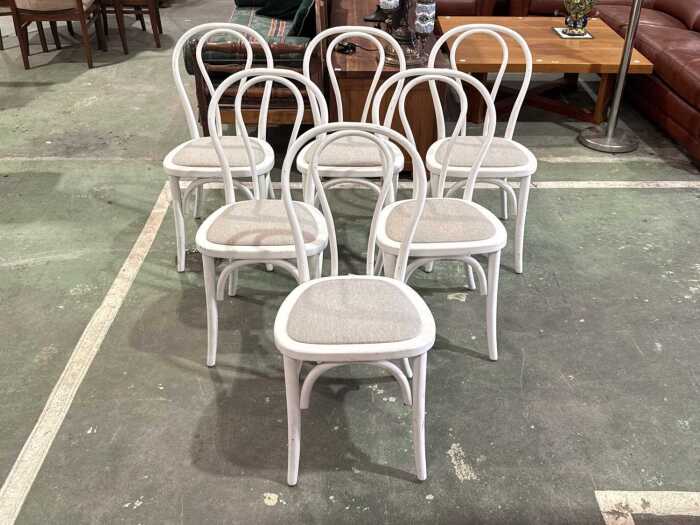 Set of six white-painted bentwood dining chairs