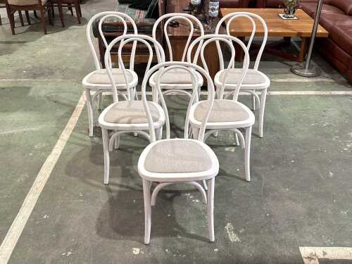 Set of six white-painted bentwood dining chairs