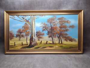 B. Scorey, Australian bush landscape. Oil painting on canvas