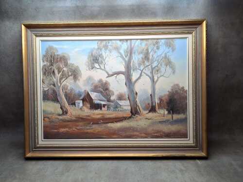 Rod Rowland (1939-) Bush Retreat. Oil painting on board