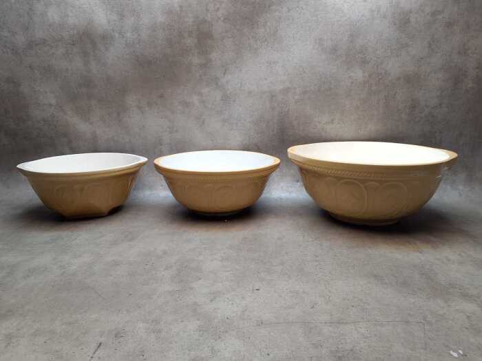 Three extra large ceramic mixing bowls
