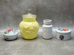 Mid-century ceramic items, including Hazel-Atlas yellow cookie jar