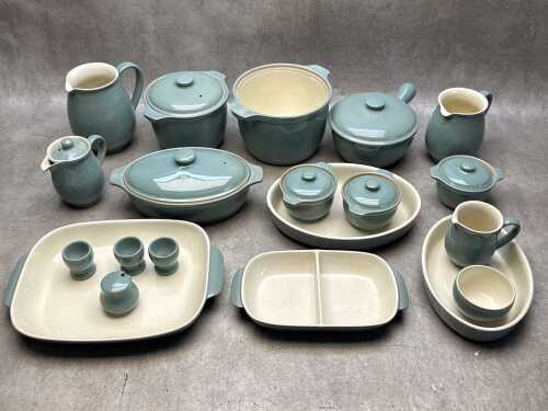 Denby 'Manor Green' stoneware part setting and servingware