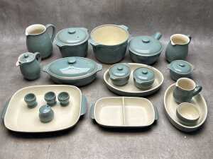 Denby 'Manor Green' stoneware part setting and servingware