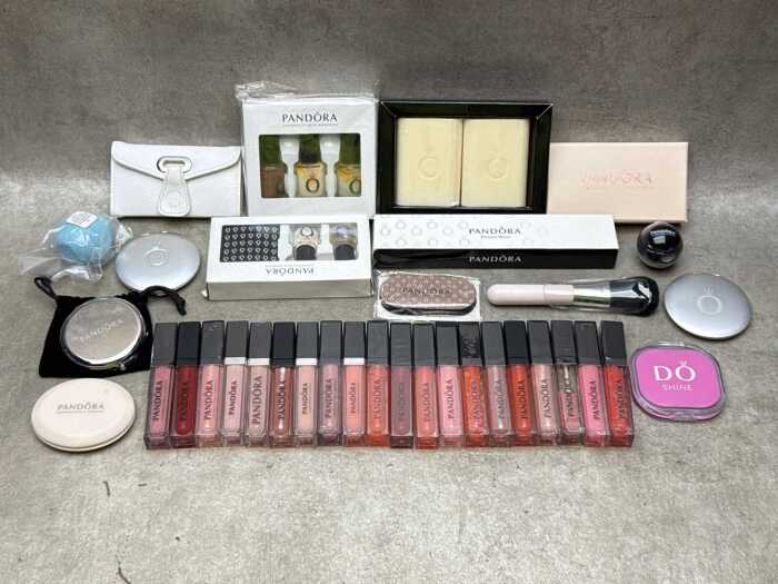 Collection of Pandora makeup, including lip gloss