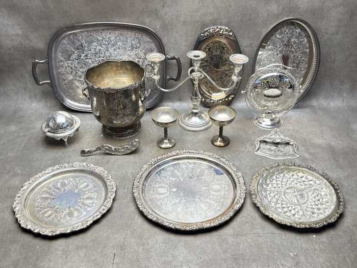 Assorted silver plated tableware