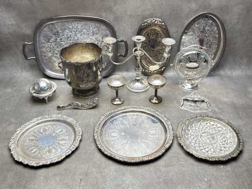 Assorted silver plated tableware