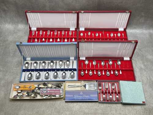 Assorted silver plated cutlery, mainly boxed