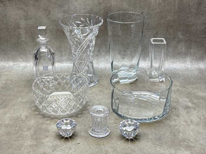 Crystal vases, bowls and candleholders