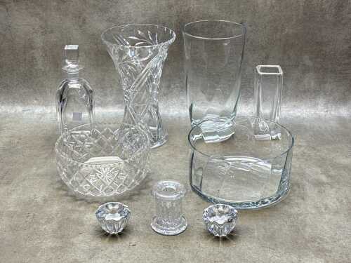 Crystal vases, bowls and candleholders
